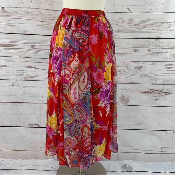 TravelSmith boho crinkle broom tiered maxi skirt - Picture 7 of 13